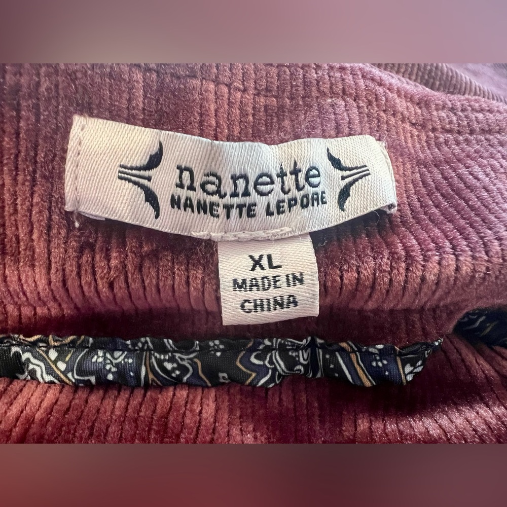 Nanette Lepore Crushed Velvet Ribbed Burgundy Red Leggings Extra Large - Picture 10 of 10